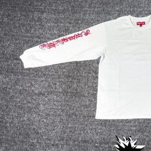 Supreme Embroidered Long Sleeve Red/White(Comes with tags and bags)