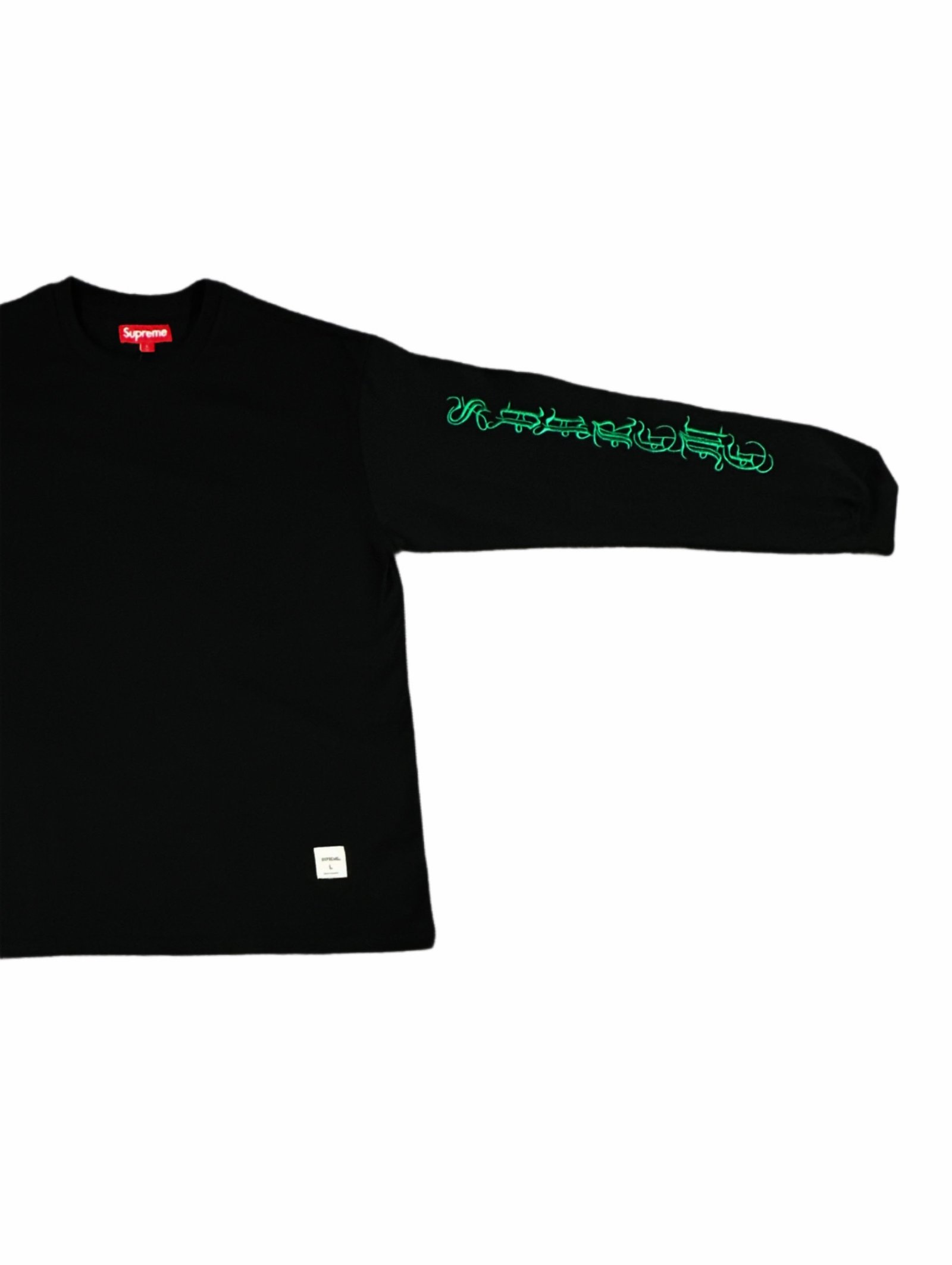 Supreme Embroidered Long Sleeve Green/Black