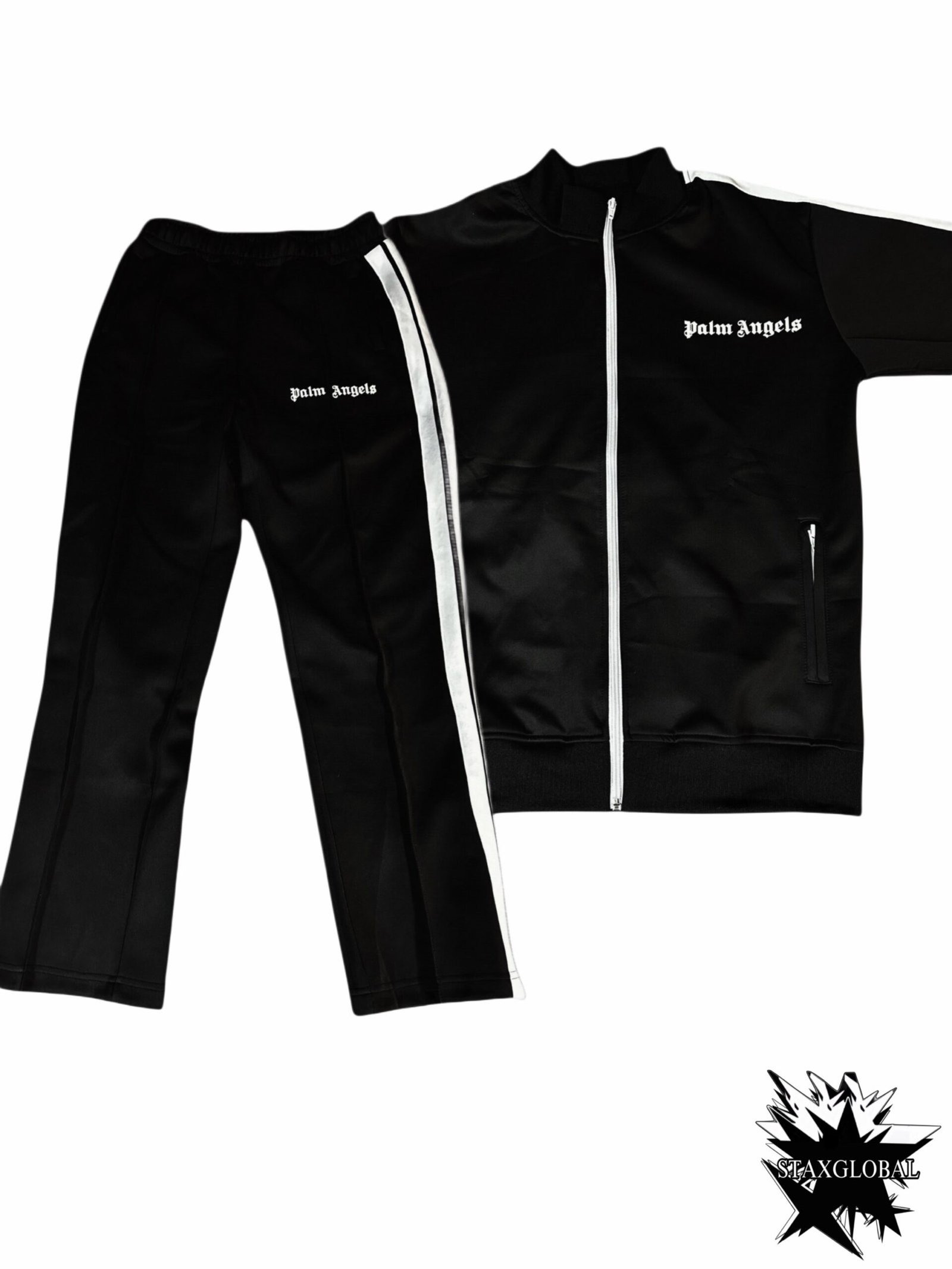Palm Angels Tracksuit Set Pants/Zip Up Black and White