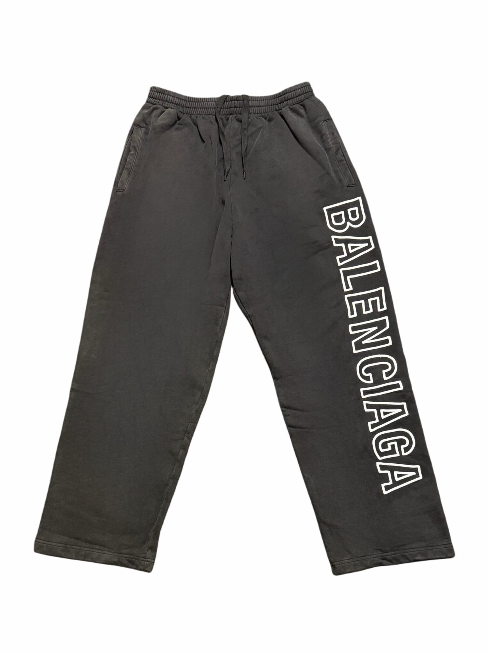 Balenciaga Dark Grey Embroidered Sweatpants
