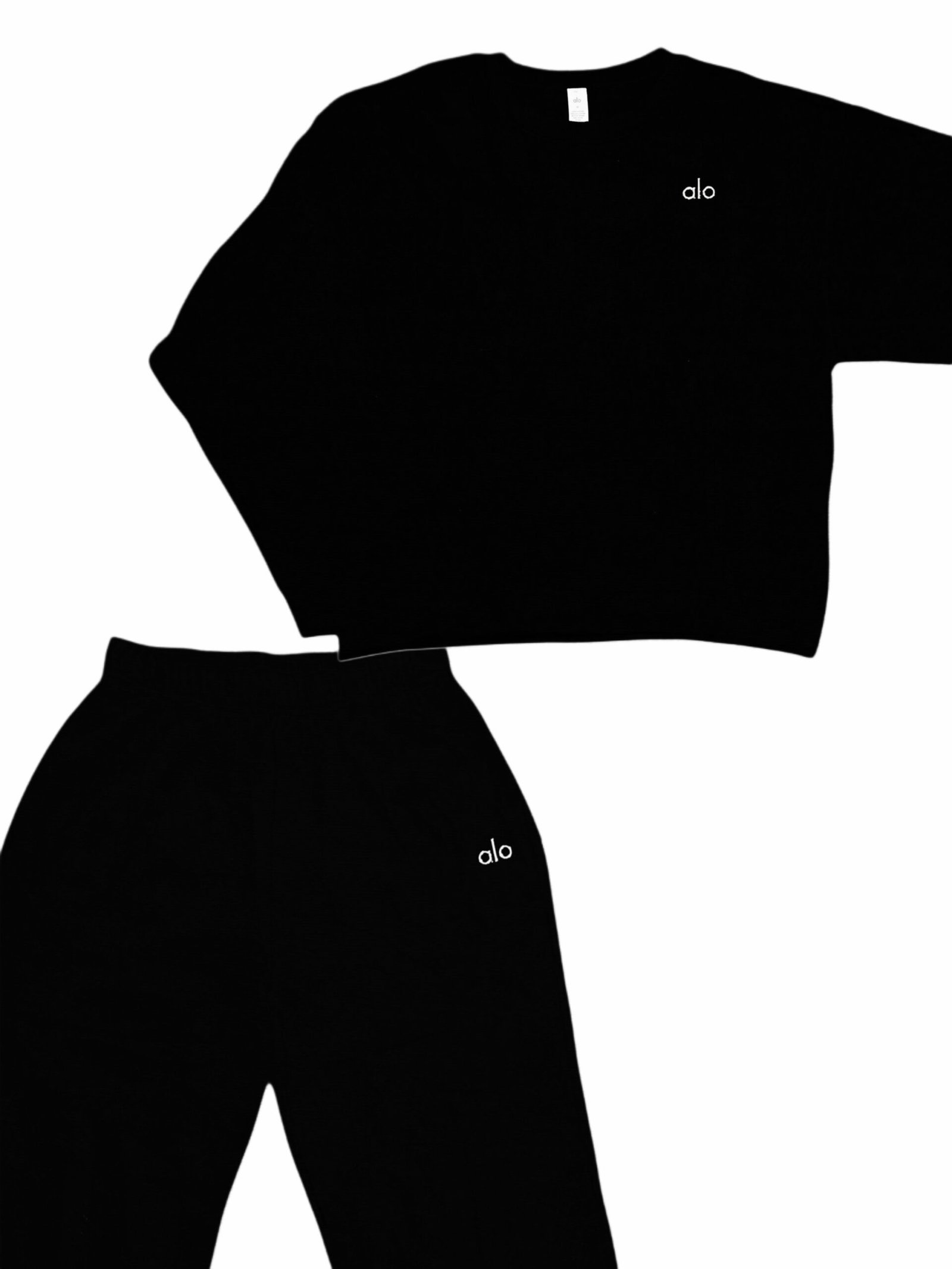 Alo Black Sweatshirt and Sweatpants Set