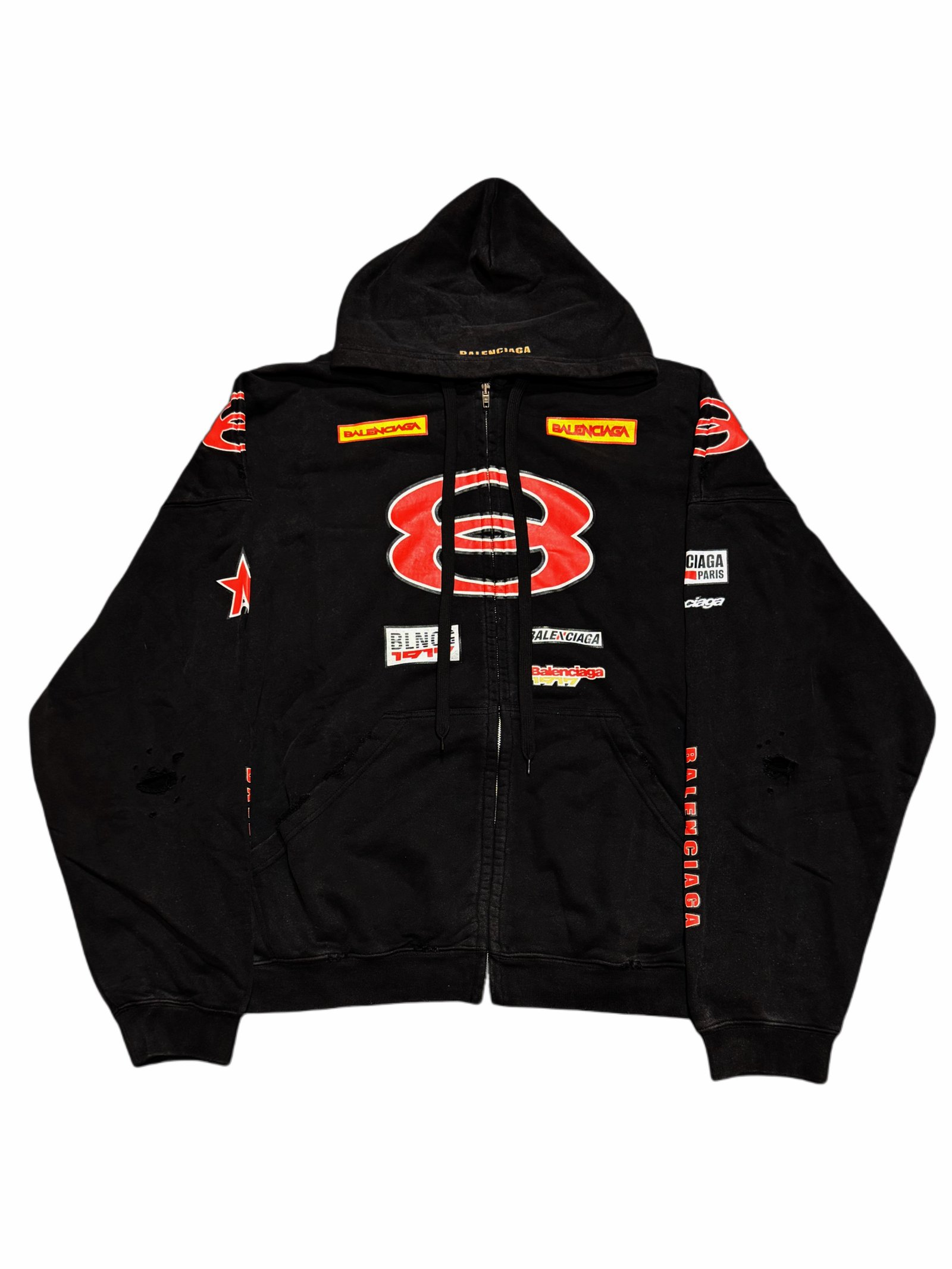 Balenciaga Sponsored Logo Zip Up Hoodie