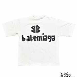 Balenciaga Tape Type Logo White and Black T Shirt