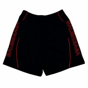 Balenciaga Red Embroidered Logo Shorts