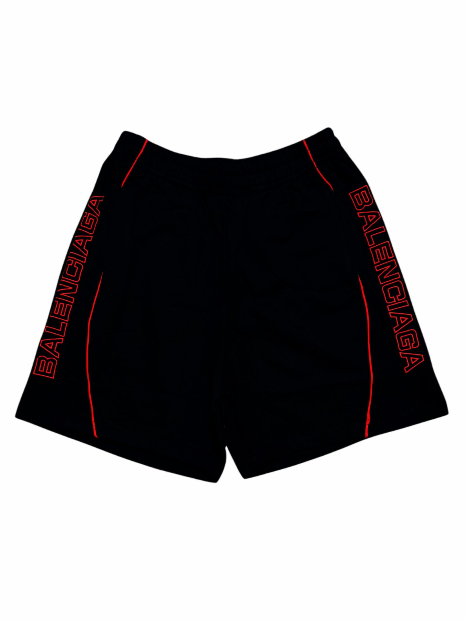 Balenciaga Red Embroidered Logo Shorts