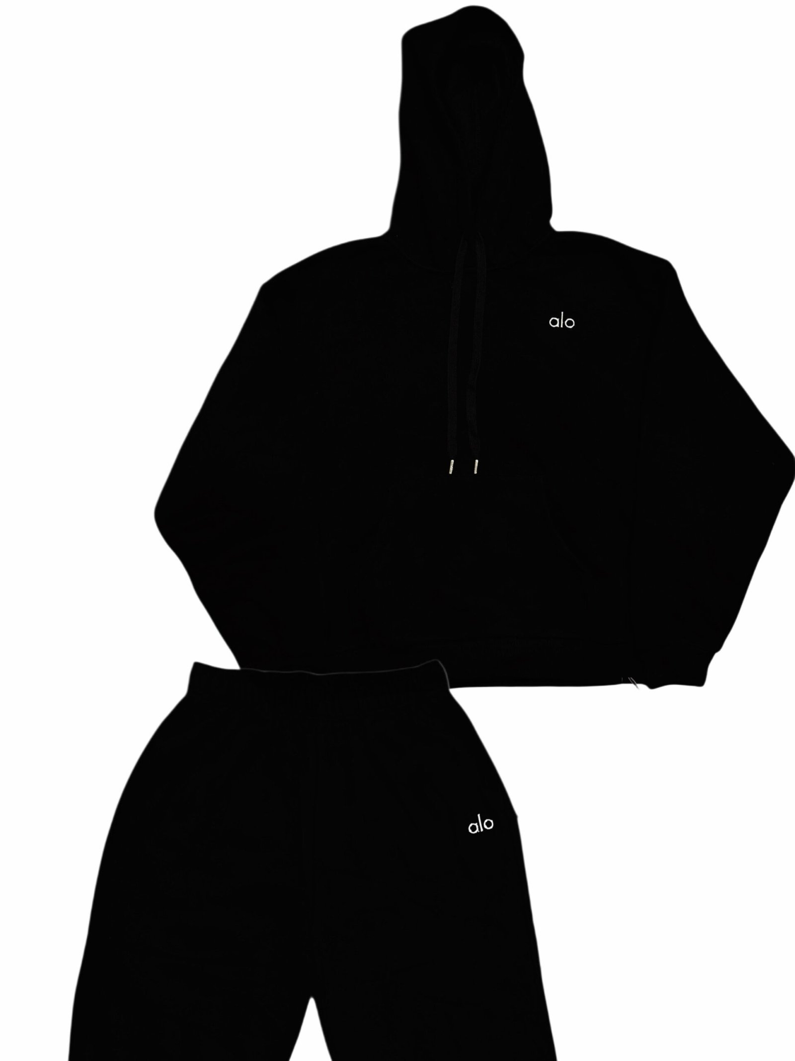 Alo Black Hoodie and Sweatpants Set
