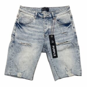 Purple Brand Light Blue Distressed Denim Jeans Shorts