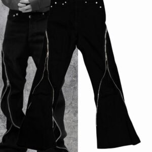 Staxglobal x Mijko Japan Denim Flared Jeans With Silver Zippers