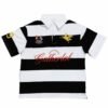 Gatherlab Rugby Polo Black & White Striped Pegasus Embroidery