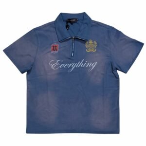Everything Script Crest Blue Quarter-Zip Polo